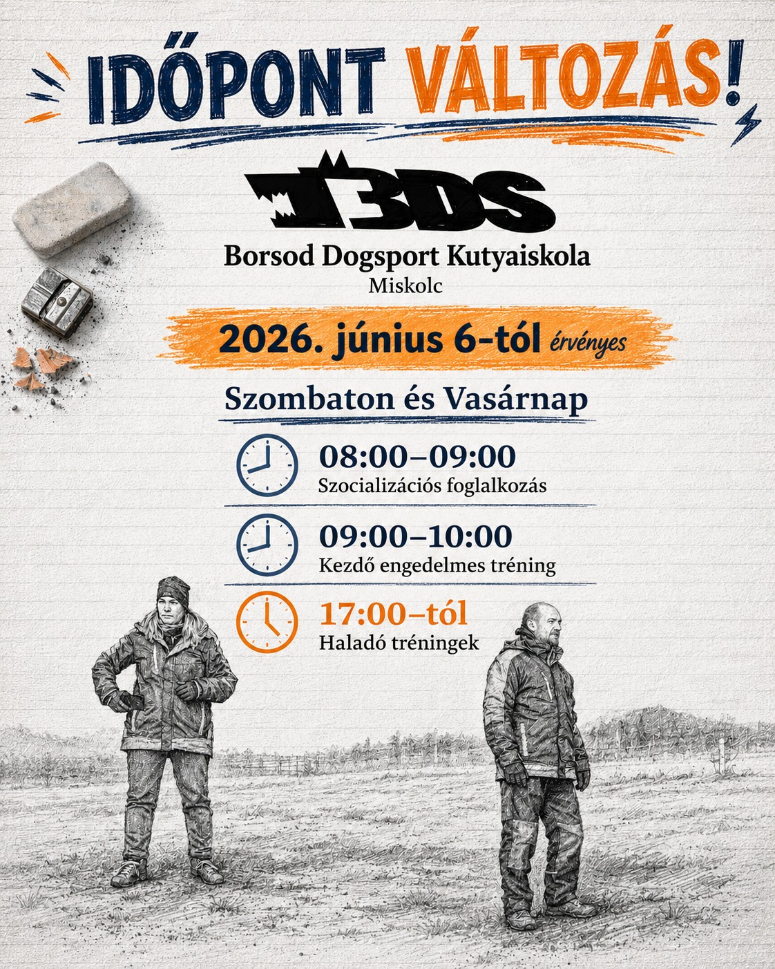 Hétvégi foglalkozások új időpontban